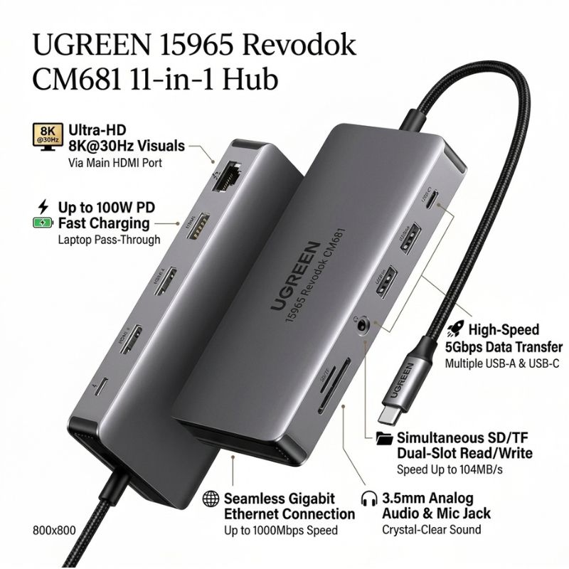 UGREEN 15965 Revodok Type - C 11-in-1 Hub (CM681)