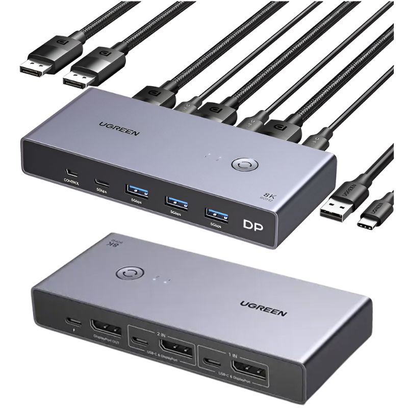 UGREEN 25962 DisplayPort KVM Switch 2 In 1 Out (CM695)