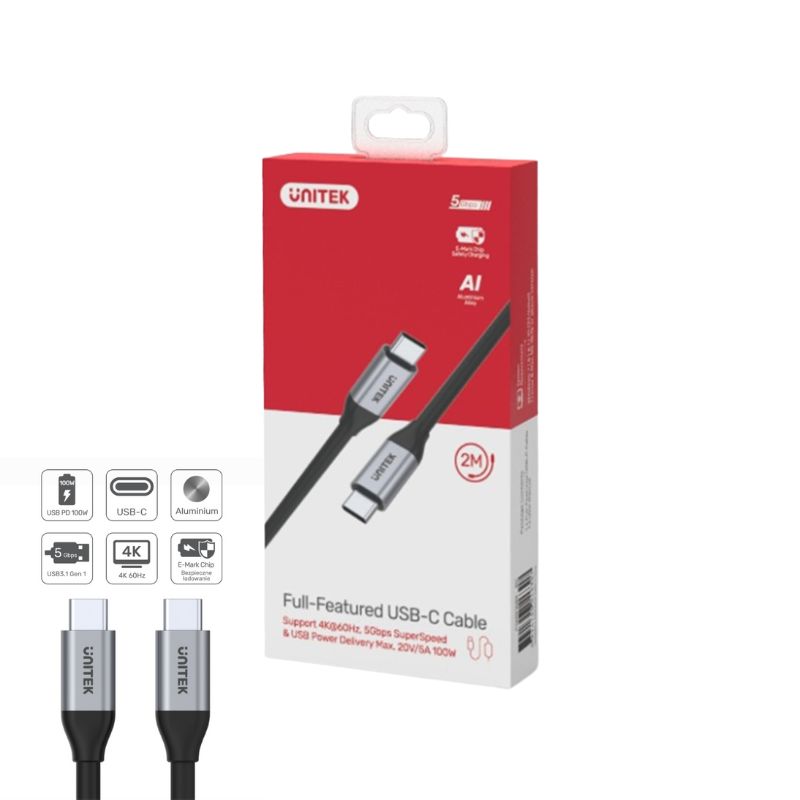 Unitek 4K 60Hz USB-C to USB-C Cable C14091ABK - 2M