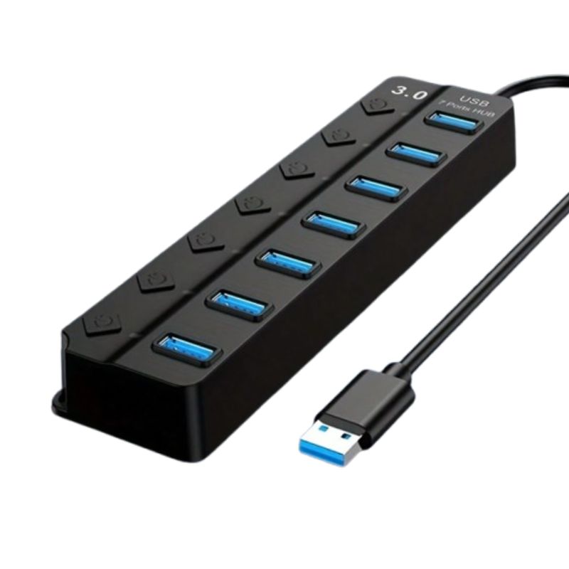 7-Port USB 3.0 Hub Use the key and power adapter