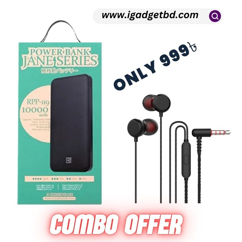 New Combo offer with Remax RPP 119 10000mAh Power Bank & GEEOO X10 Plus earphones