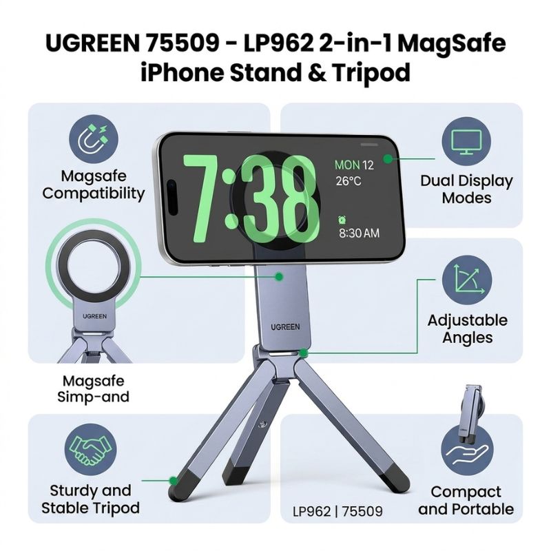 UGREEN 75509 -  LP962 2-in-1 MagSafe iPhone Stand & Tripod