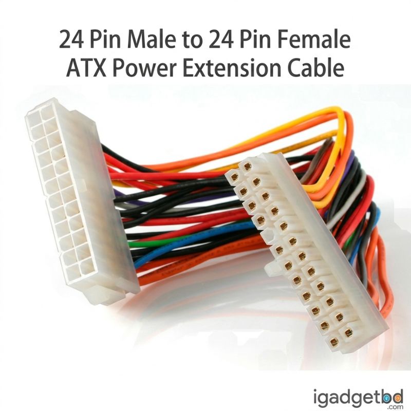 24 Pin Male to 24 Pin Female ATX Power Extension Cable