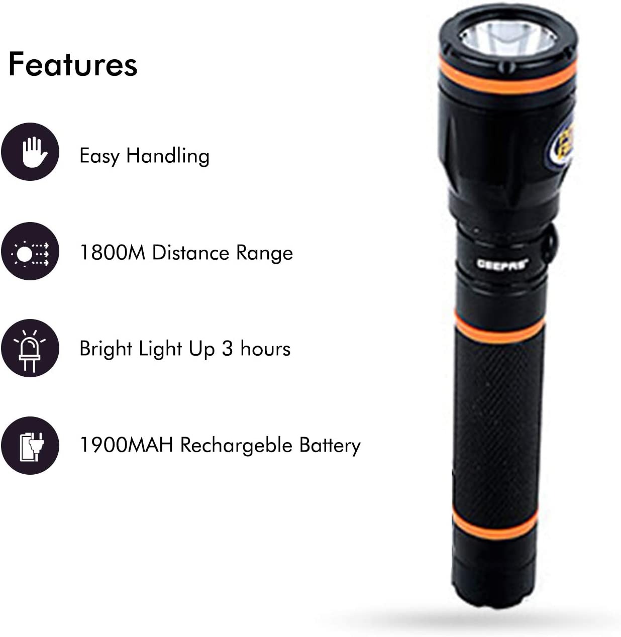 Geepas GFL4659N Toch Waterproof Flash light