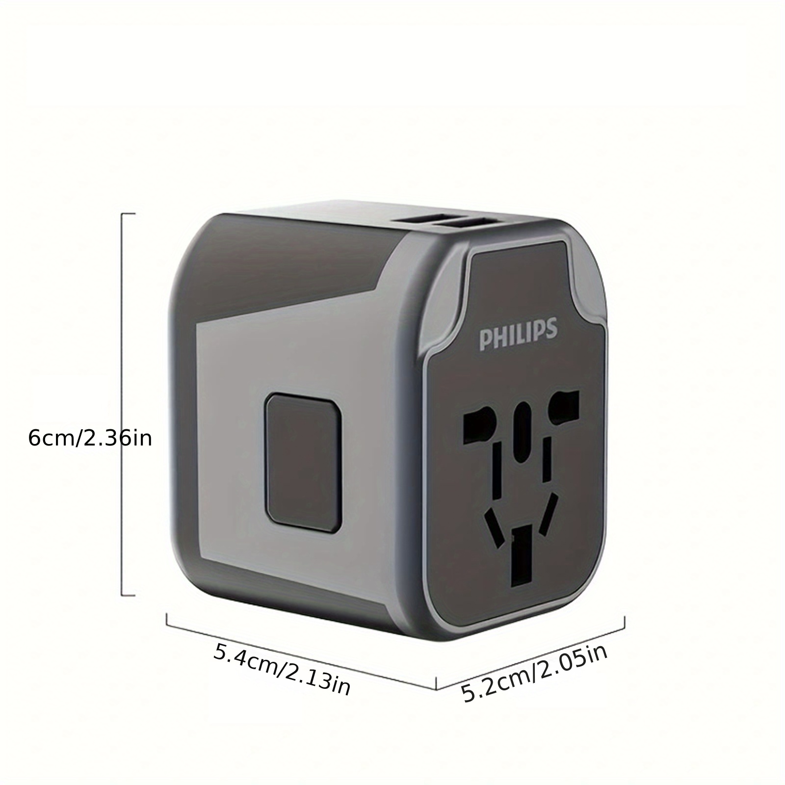 Philips Universal Socket Conversion Plug with USB 2 Port