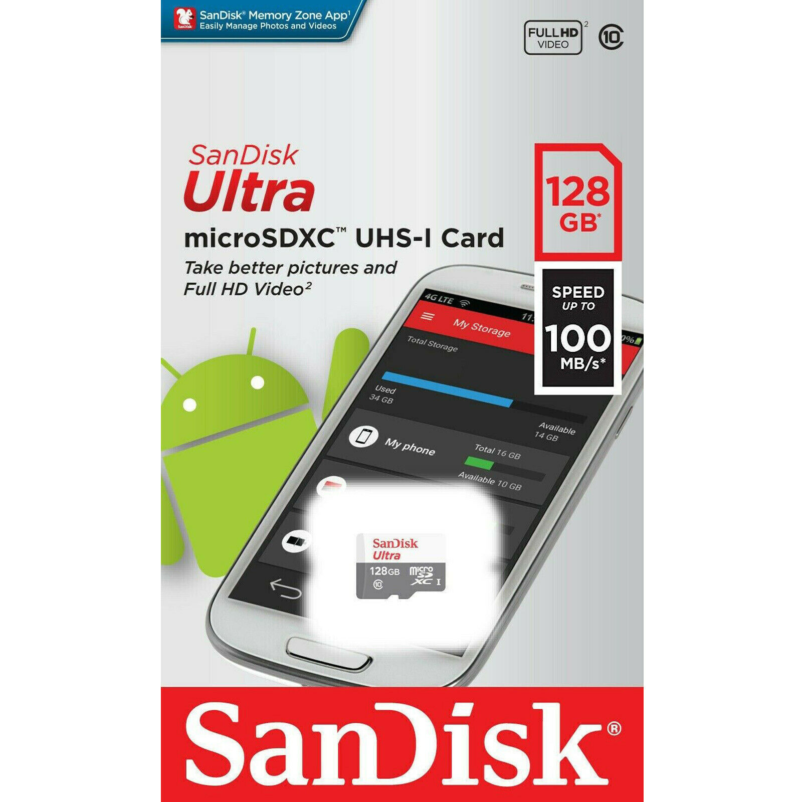 SanDisk Ultra 128GB Class-10 100mbps Micro SDXC UHS-I Memory Card