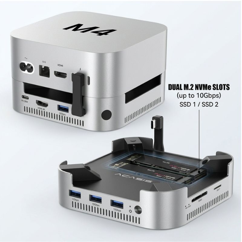 ACASIS M001 10Gbps Mac  mini M4 Dock With Dual M.2 NVMe Slots