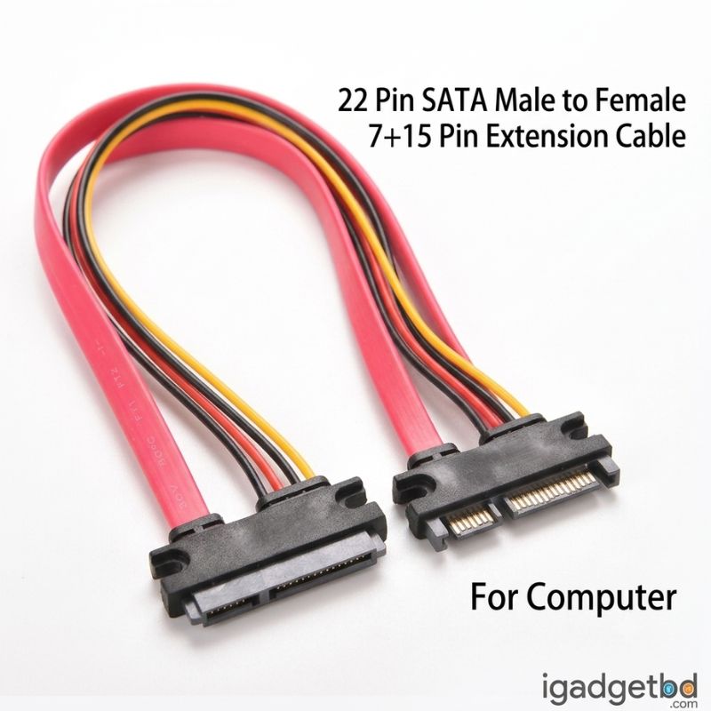 22 Pin Sata Male to Female 7+15 Pin Extension Cable For Computer