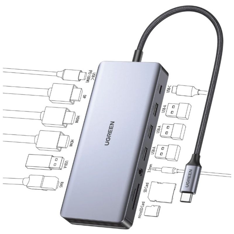 UGREEN 15978 Revodok Pro 313 13-in-1 USB-C Hub Triple Display Docking Station #CM681